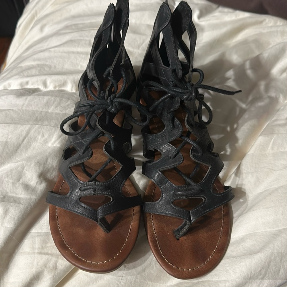 Rampage Black Gladiator Sandals